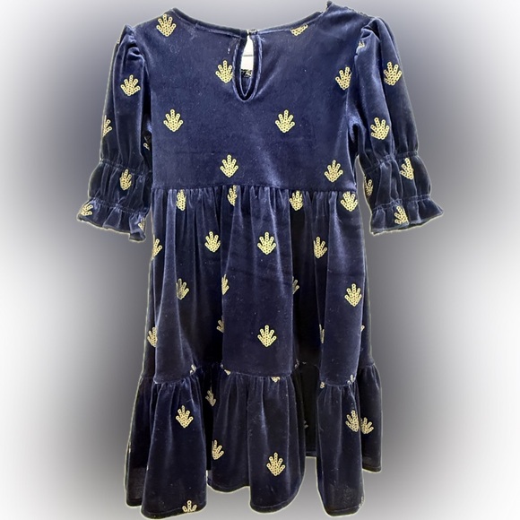 Peek Navy Velvet Dress with Gold Embroidery - Picture 3 of 5